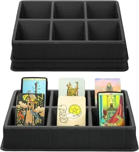 Card Sorting Tray 6-Cell Black Sports Card Sorting and Dealer Tray Display Playing Storage Organizer