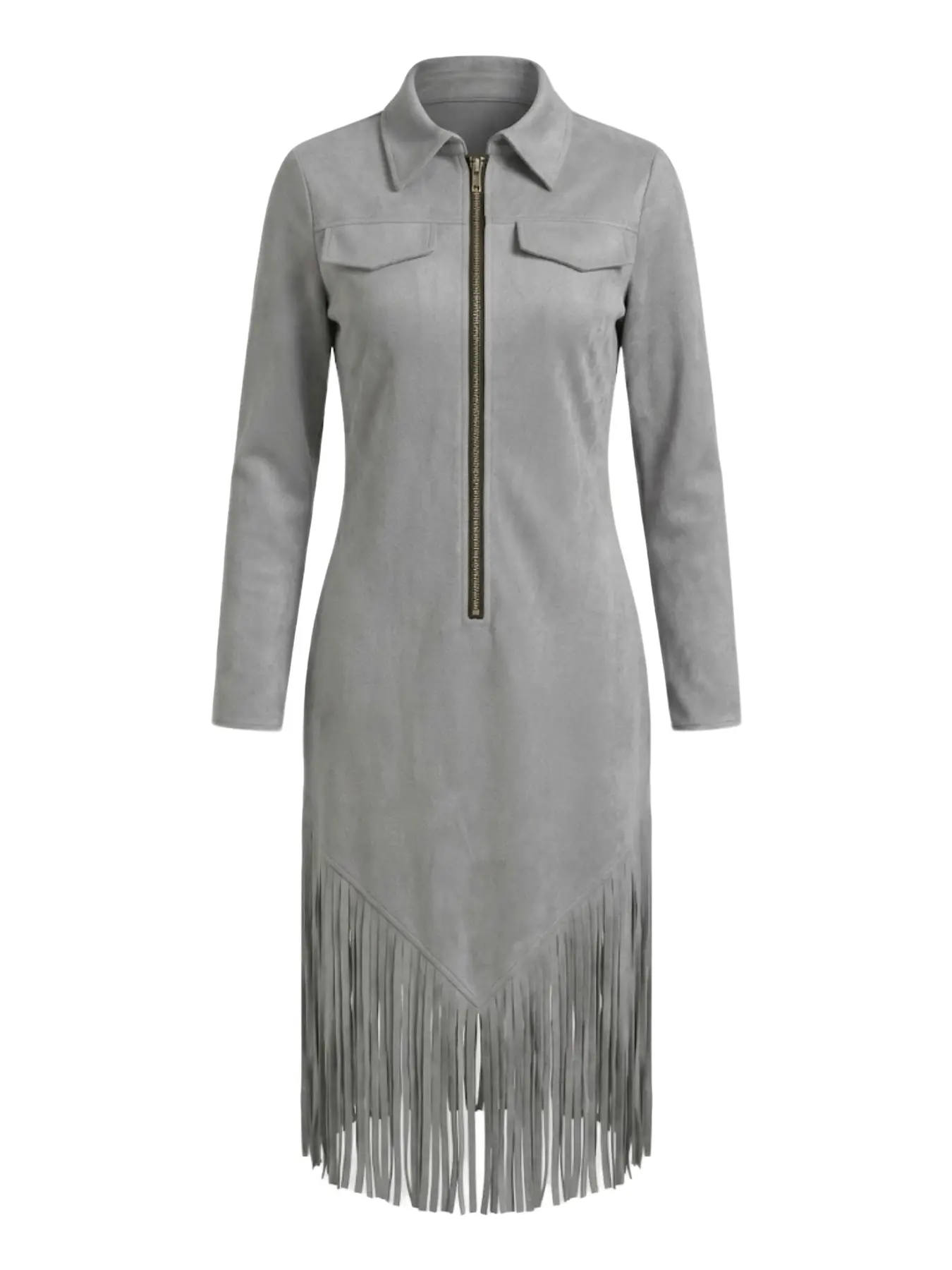 Western Cowboy Style Suede Fringe Fitted Bodycon Long Sleeve Dress, Elegant  Party Dress, Women's Casual Fashion, Perfect for Parties and Daily Wear,  Womenswear - TikTok Shop