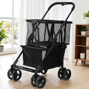Foldable Shopping Cart Multifunctional Collapsible Cart Removable Basket Personal Shopping Cart for Laundry Camping