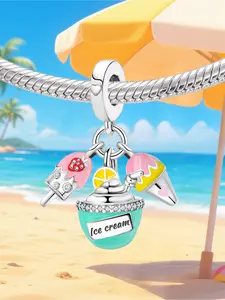 1Pc New Design Coconut Ice Cream Charm Beaded Charm DIY Jewelry Making Kit for Bracelet Creative Craft Material Holiday Gift Pendant Women Birthday Gift Daily Wear Accessories