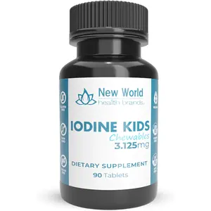 New World Health Brands Kids Chewable Iodine Tablets - 3.125mg | 90 Tablets | Thyroid Health, Metabolic Function, Easy to Swallow