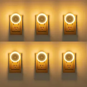 6 Pack Night Light, LED Night Lights Plug into wall with Dusk to Dawn sensors, Plug in Night Lights for Kids Room, Bedroom, Bathroom, Baby Nursery,Stair Lights, Hallway Light, Warm White