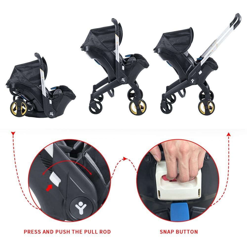 Summervibes BRODARK 3-in-1 High-Landscape Baby Stroller, Multi-Functional Collapsible Lightweight Travel Stroller with Adjustable Bassinet for Outdoor & Mall Use, Collapsible Stroller,Adjustable Baby Cradle Stroller Basket,Convertible Reversible Stroller