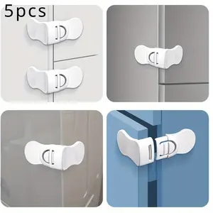 5pcs Right Angle drawer lock Safety Locks for Cabinets, Drawers, Toilet, Fridge & More - Easy Install, No Drilling Required - Strong Adhesive Tape - Great Gift for Christmas, Halloween, Thanksgiving Day