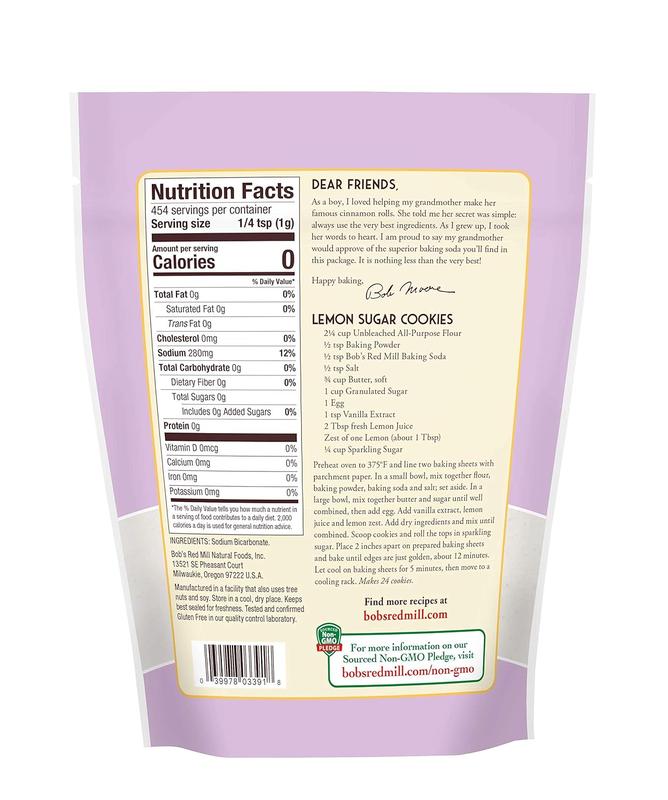 Bob's Red Mill Baking Soda 16oz Pack of 1 Non GMO Gluten Free Vegan Paleo Friendly Kosher for Bread Cake Pancakes Cookies Brownies