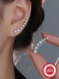 925 Sterling Silver Fashion Zirconia Decorated Earrings, Zircon Stud Earrings, Elegant Jewelry for Women for Party, Daily Clothing Decor, Trendy All-match & Exquisite Jewelry for Gift