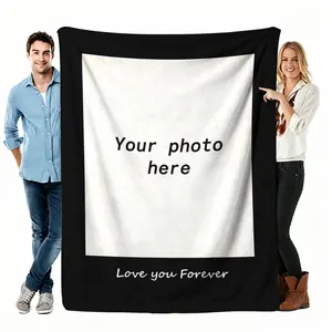 Custom Photo Blanket Flannel, Love You Forever Upload Your Picture Soft Cozy Throw, Warm For Living Room Bedroom Office Nap, Anniversary Valentine Birthday Gift For Couple Her Him, Personalized Love Memory Keepsake Home Decor