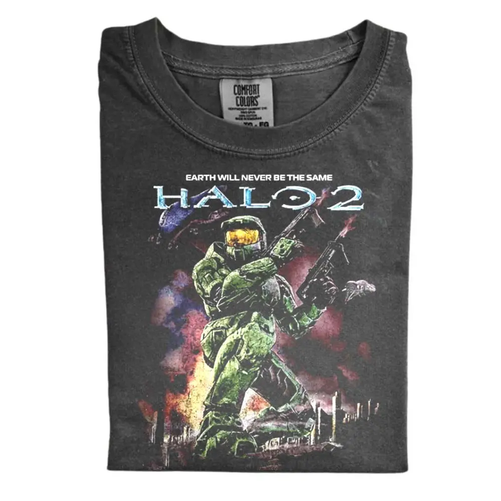 The Halo 2 Master Chief Comfort Color T-Shirt, Earth Will Never Be the Same Gaming Tee, Retro Sci-Fi Gamer Shirt, Western Action Game Shirt, Gamer Gift, Gift for Men, Gift for Women, Crew Neck T-shirt, Trending T-shirt