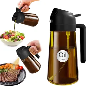 Light Blocking Oil Sprayer for Cooking with Stickers, Food-Grade 2 in 1 Olive Oil Dispenser Bottle for Kitchen