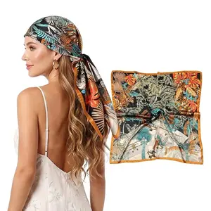 Silk Satin Head Scarf for Women – 35" Square Hair Wrap for Sleeping
