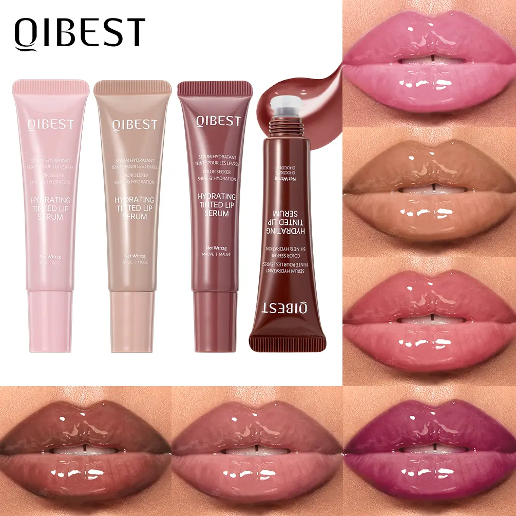 Qibest 6pcs  Long Lasting Lip Gloss Moisturizing Lip Glaze Stick Glossy Plumping Lip Oil Lipstick for Girls Women Makeup