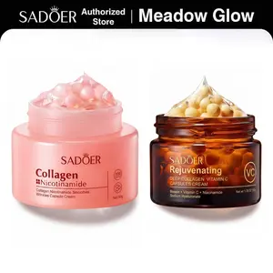 Collagen Nicotinamide & Vitamin C Capsule Cream Combo Set,Deep Moisturizing & Smoothing Skin Care Duo, Nourishing & Softening Daily Face Care Kit for All Skin Types, Gentle Hydrating Formula