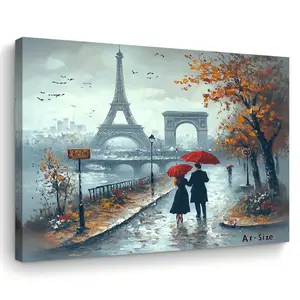 Paris Eiffel Tower Canvas Art - 29.97cm x 39.88cm Wooden Frame Wall Print, Suitable for Living Room, Bedroom, Kitchen, and Office Decoration - Perfect Christmas Gift, Ideal Choice for Room Decoration