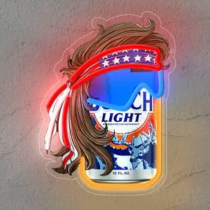 Mullet-Head Beer Can Neon Lights, Artistic Sunglasses/Beer Neon Lights, Beer Bars, Men’s Caves, Ctudios, Family Parties Decor，Birthday Gift.