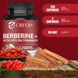 Grevip Dietary Supplement — Containing Berberine Hydrochloride 1200 mg, Ceylon Cinnamon 100 mg — Supports Nutritional Supplementation — 120 Capsules