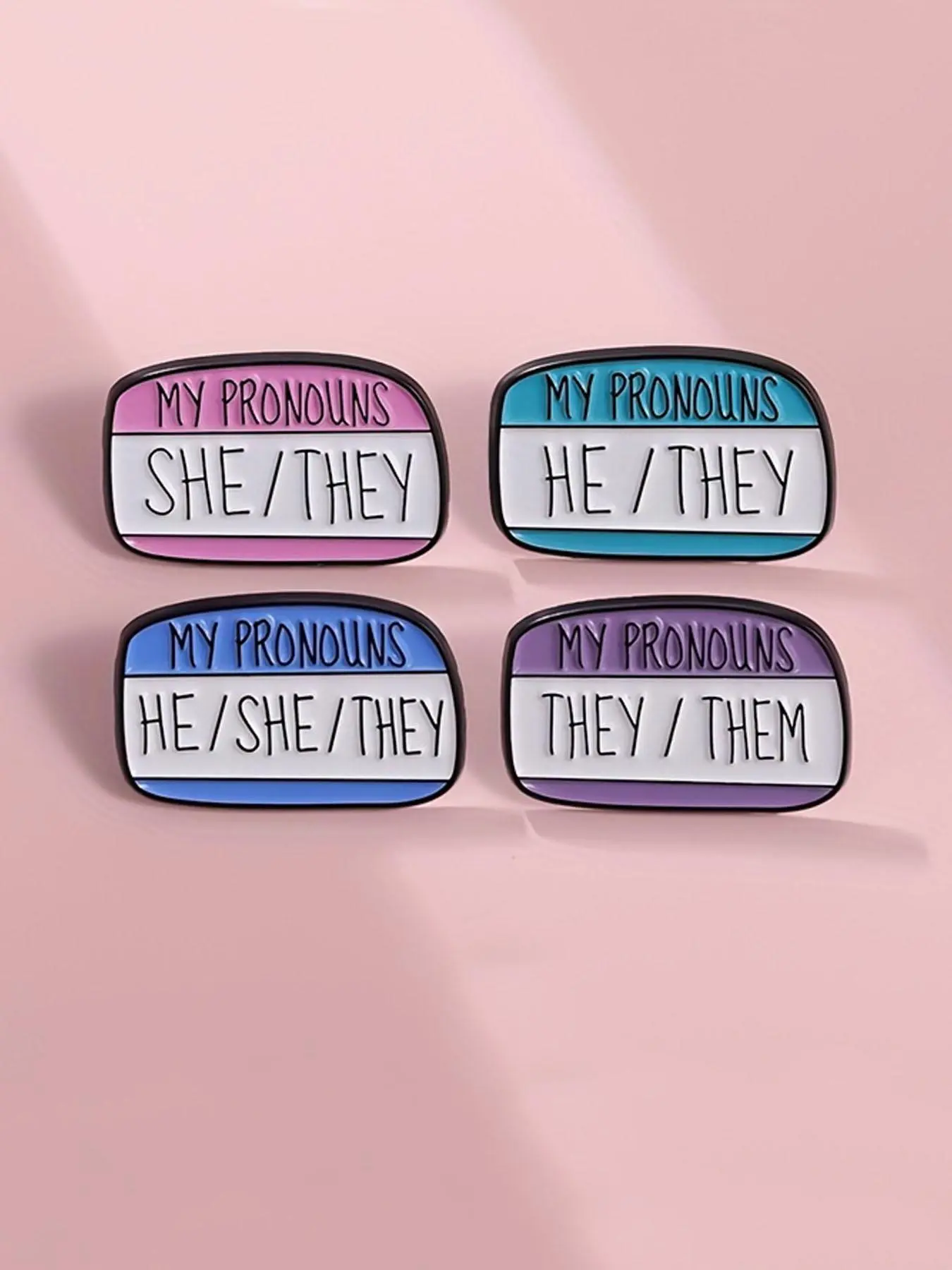 LGBTQ+ Pronouns Badges, Vibrant Trans Pride Flag Enamel Lapel Pins, Colorful My Pronoun He She They Them Badges, Accessories for Self-expression and Identity, Lapel Brooch