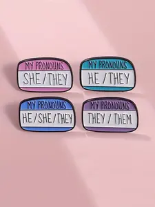 LGBTQ+ Pronouns Badges, Vibrant Trans Pride Flag Enamel Lapel Pins, Colorful My Pronoun He She They Them Badges, Accessories for Self-expression and Identity