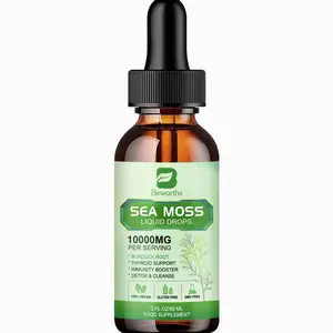 Sea Moss Liquid Drops | 10000mg Per Serving | Burdock Root & Bladderwrack | Immune Support, Energy & Metabolism Boost | Vegan, Gluten-Free | 2 Fl Oz