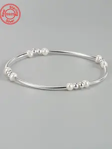 925 Sterling Silver Faux Pearl Decor Bracelet, Fashion Jewelry Accessories for Women & Girls, Simple Jewelry for Party Decor, Trendy Exquisite Jewelry for Gift, Pretty Bracelet