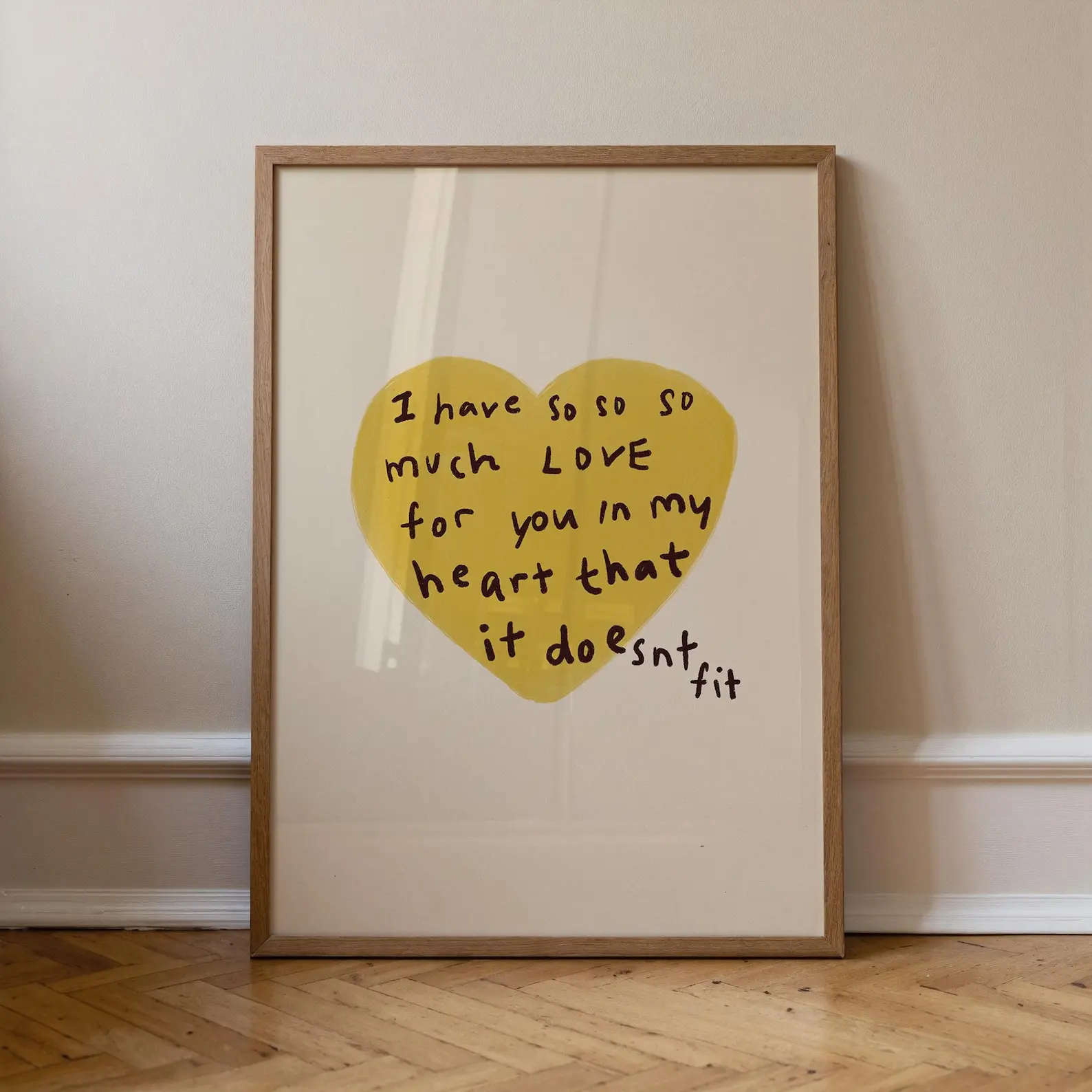 Yellow Heart Hand-drawn Typography Poster