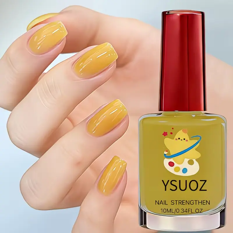 Ginger Yellow Nail Polish & Strengthener for Brittle/Soft Nails, No UV Lamp Required, Natural Quick-Drying Long-Lasting Formula, Suitable for All Styles