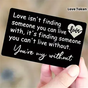 Aluminum Wallet Card Engraved with Romantic Quotes, Ideal Gift for Boyfriend or Husband, Anniversary or Deployment Keepsake, Romantic Engraving, Inscription