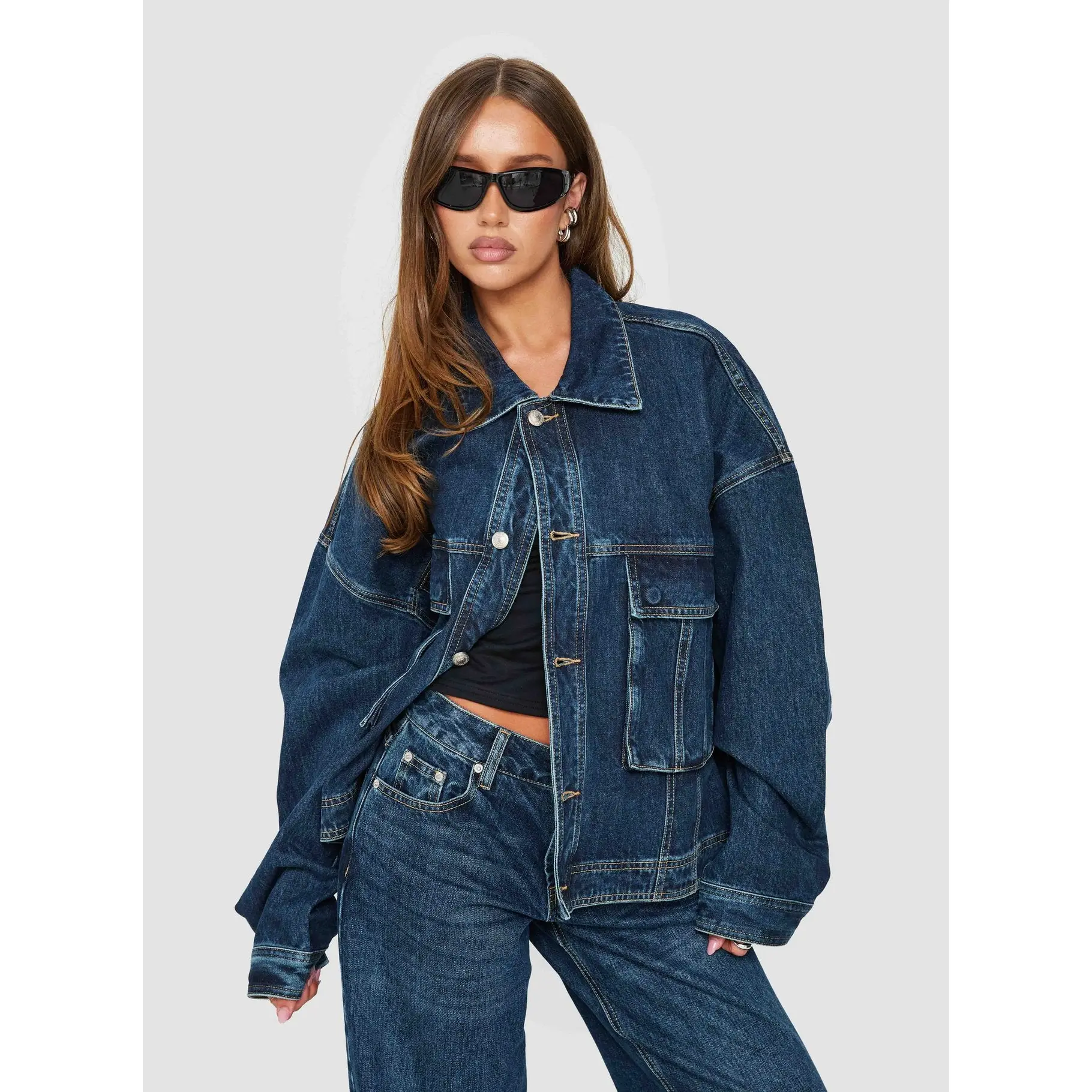 Kier Oversized Jacket Denim Dark Blue Wash