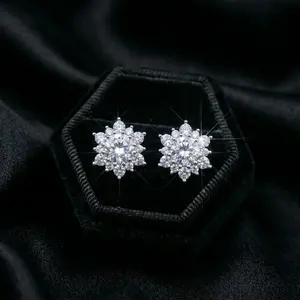 Artisanal Snowflake Stud Earrings - 2026 Trend Alert, Moissanite/Zircon Dual Versions, Soft Needle, Regular Box, Unisex Fashion Costume Jewelry