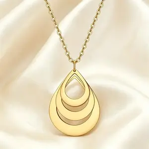 ashionable and luxurious gold-plated necklace, three-layer , waterproof and non-fading, daily wear, the first choice for gifts birth stone heart-shaped stainless steel pendant necklace birthday graduation christmas gift s love  symbol jewelry gift  fan