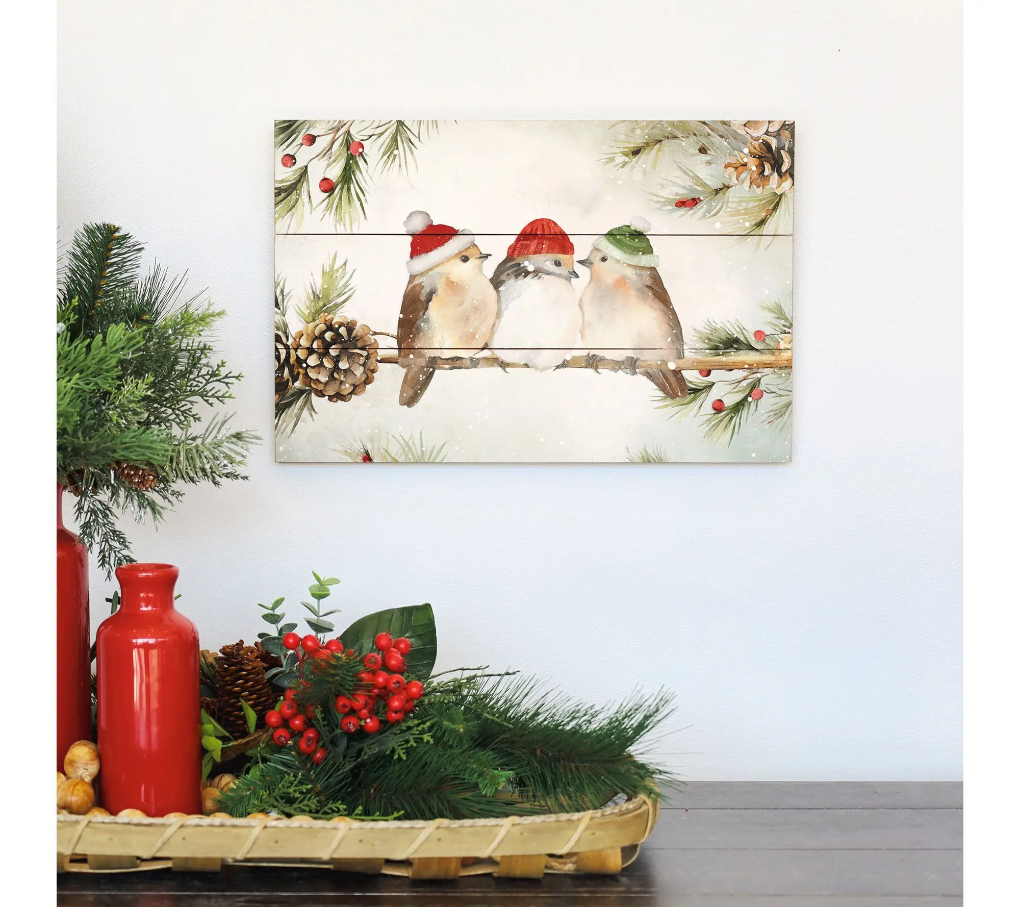 Sincere Surroundings 16" Christmas Birds Art Rustic Pallet