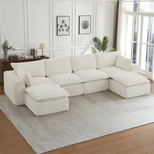 Niccae Cloud Sectional Couches for Living Room, Convertible U-Shape Couch with Ottoman