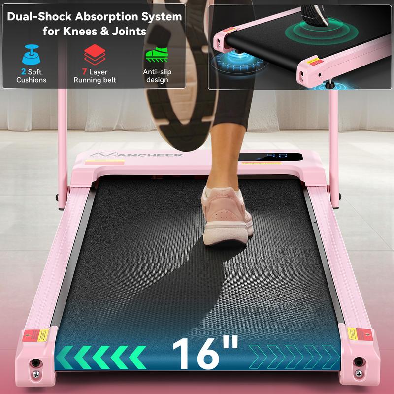 【 New Year】ANCHEER Walking Vibration Pad with 12% Incline & Handles,6 in 1 Foldable Under Desk Treadmill,350LBS Capacity/2S Folding/Low Noise Vibration Treadmills for Home/Office,8 Modes Control