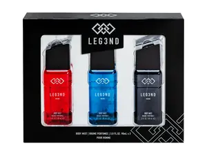 LEG3ND | Men’s 3PC Body Spray Gift Set – 3oz Each – Red, Blue & Black Scents – Bold Masculine Fragrance, Long-Lasting Freshness & Travel-Friendly Colognes | Ideal for Everyday Confidence, Gym, or Gifting