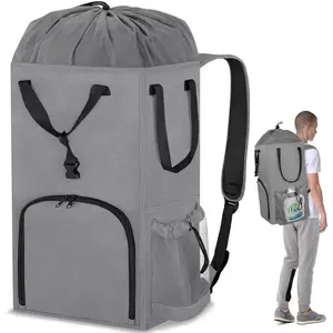 Laundry Bag Backpack  110L, Stand up Travel Heavy Duty Landry Bags with  Straps, Collapsible and Extension Laundry Basket Hamper Bag for College Dorm, Laundromat, Apartment, Grey
