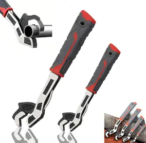 Adjustable Multi-function Self-locking Pipe Wrench Tool, Industrial Grade Heavy Duty Universal Soft Grip Plumbing Pipe Wrench, 6" 8"10" 12" Self-Adjusting Quick Power Grip Pipe Wrench