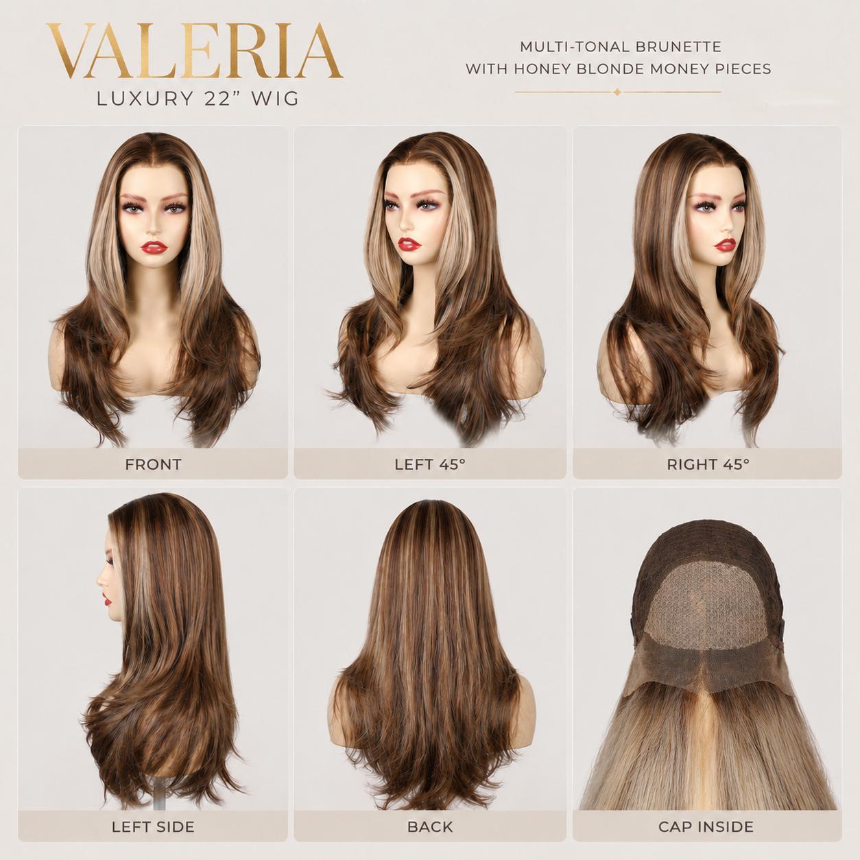 Valeria - MaxFull Dark Ash Brown Wig | Platinum Blonde Chunky Highlights, Pre-Cut 13×5 Skin-Melt HD Lace, Free Part, Face-Framing Layered, Soft Effortless Waves Wig