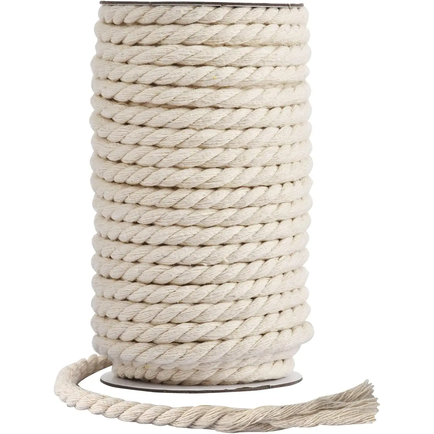 Cotton Cord 8mm x 20 Yards - Natural Unbleached Rope - 3 Strand Twisted Cotton Rope for Wall,DIY Craft,Plant Hangers,Knotting Decorative Projects (White)