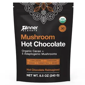 Inner Elevate Mushroom Hot Chocolate | Ceremonial Cacao with 5 Mushrooms (Lion's Mane, Cordyceps, Chaga, Reishi, Turkey Tail) | Great as a Coffee Alternative, Hot Chocolate, or Smoothie (30 Servings)