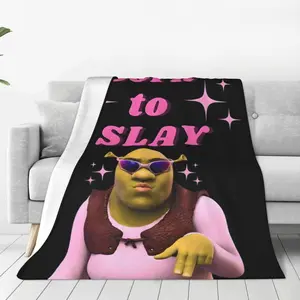 Retro Cartoon Shrek Super Soft Printed Flannel Plush Throw Blanket, Multi-purpose Use for Sofa Bedroom Office Travel and Camping 40" X 30"