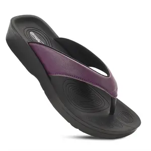 AEROTHOTIC – Flumen Flip Flops for Women - Synthetic Leather - Padded Straps - Non-Slip Sole