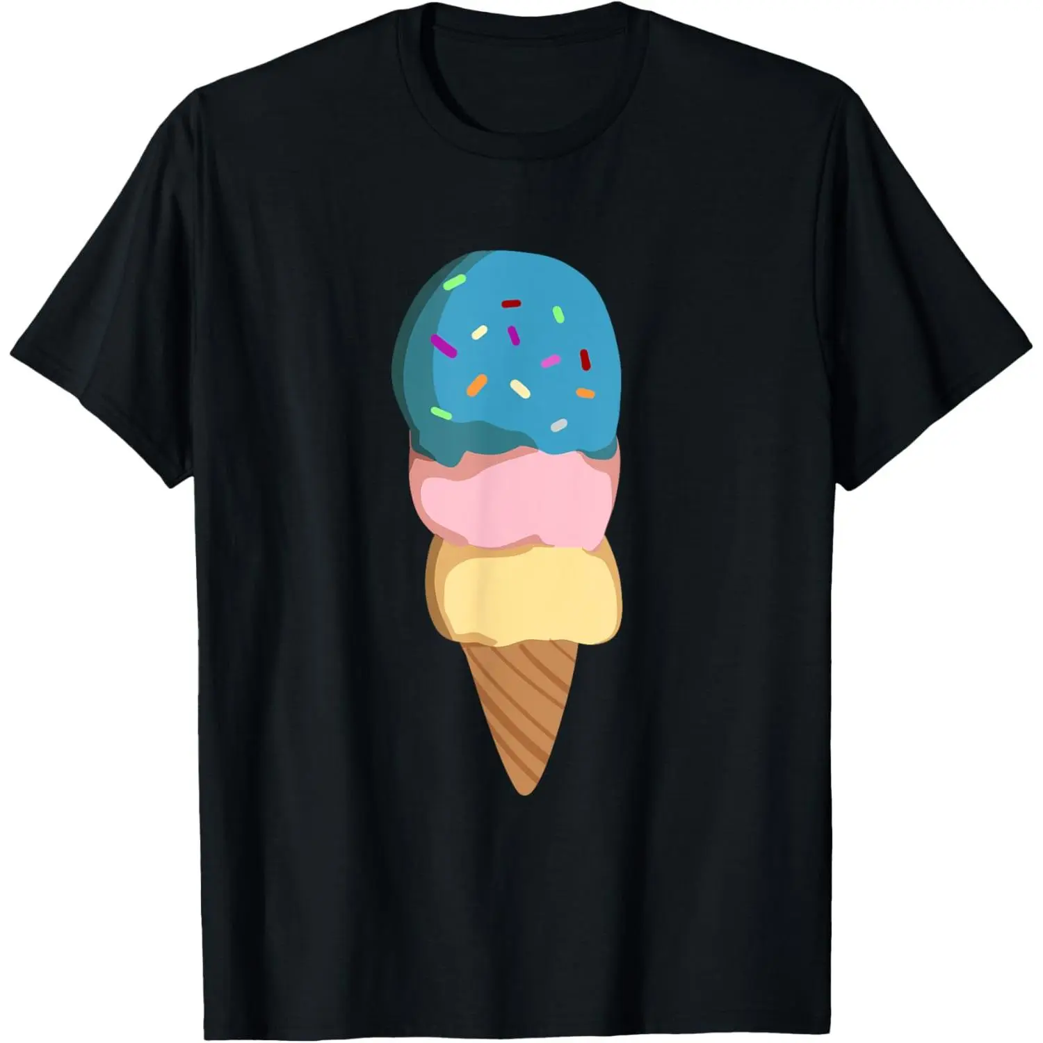 Women's 100% Cotton Ice Cream Cone Printed Digital Print Casual Tee - Soft, Double Stitched, Short Sleeve, Round Neck, Straight Cut, Basic Comfortable Top, Made in USA, XXXXL Everyday Wear