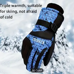 Men's Warm Skiing Gloves with Thick Winter Lining for Skiing Skateboarding Hiking Camping Adjustable Wristband Durable Material Reinforced Stitching Easy to Clean 14 Color Options