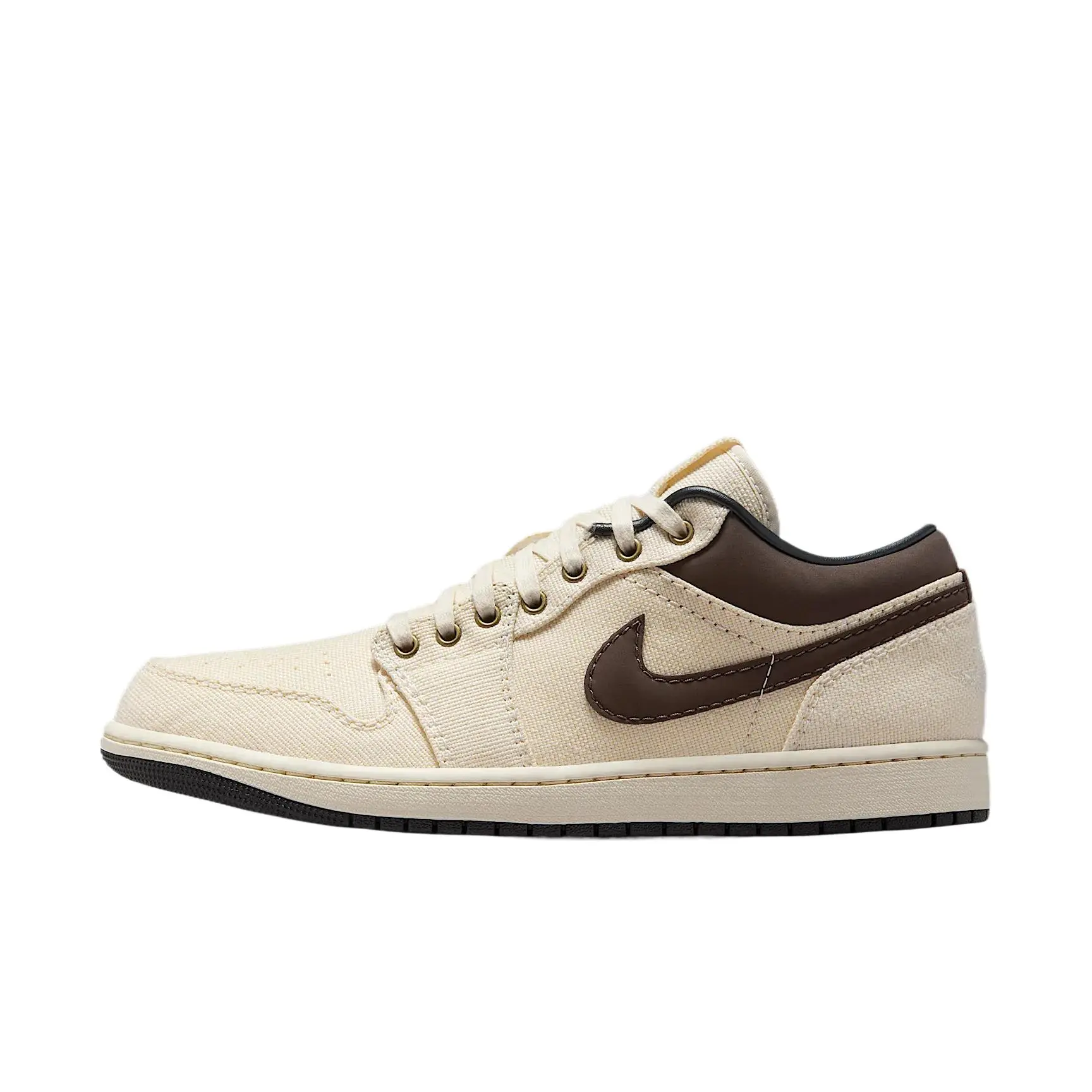 Jordan 1 Low Premium Pale Ivory Off Noir Baroque Brown Retro Versatile Comfort Basketball Shoes Men's Yellow IB8058-110