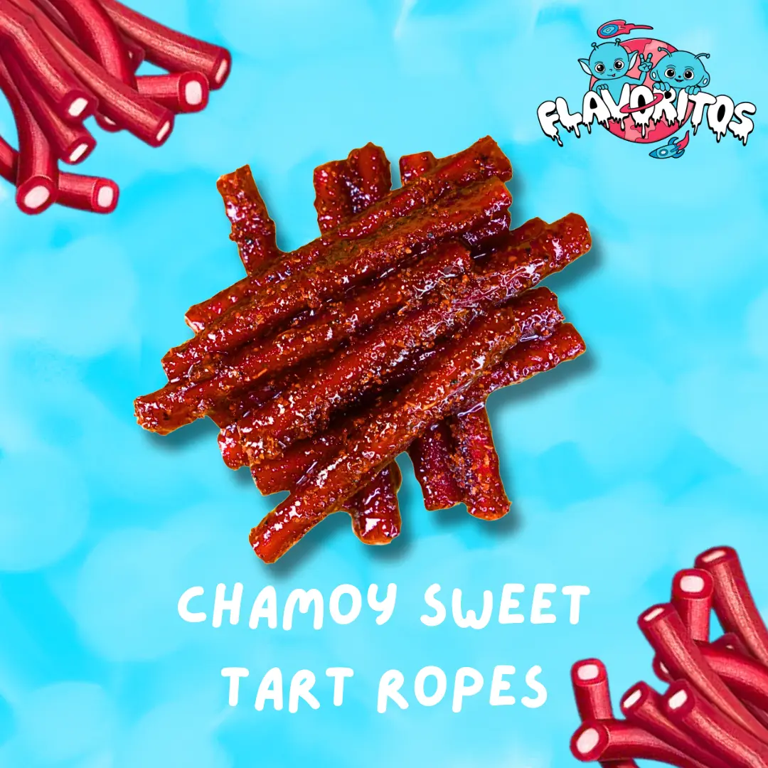 Chamoy Cherry Sweet Tart Ropes- Flavoritos Sweet and Chili Gummy Candy Snack Chewy Spicy Bonbon
