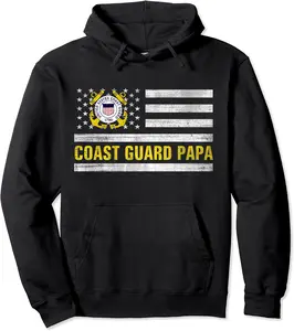 Coast Guard Papa With American Flag Gift For Veteran Day Pullover Hoodie - Gabriellef Shop 75B08XQS6DPK