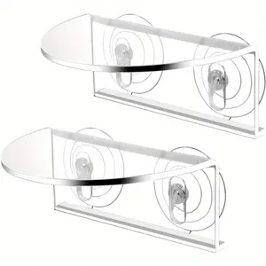 2PCS Aquarium Shelf, Transparent Acrylic Ledge Plants Holder for Substrate and Live Plants, with Strong Suction Cups for Fish Tank Multi-layer Decorations