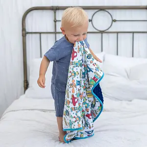 HuggaBuddies Robot Blankie - Super Soft Minky Dot Robot Baby Blanket