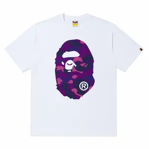 (Retail $135) (Run small) BAPE Color Camo Big Ape Head Tee White/Purple