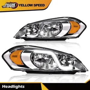 Fit For 2006-2016 Chevy Impala Chrome Housing Amber Corner Headlights W/LED DRL