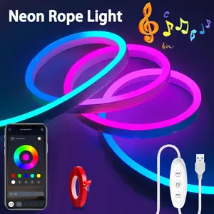 Dimmable RGB Neon Lights – USB-Powered, Music-Synced RGB Strip Lights with App Control, IP65 Waterproof – Perfect for Bedrooms, Cabinets, Kitchens & DIY Projects